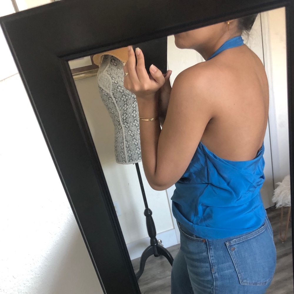 🚫 SOLD BCBGMaxAzria Silk Backless Halter Neck Top - Picture 3 of 8